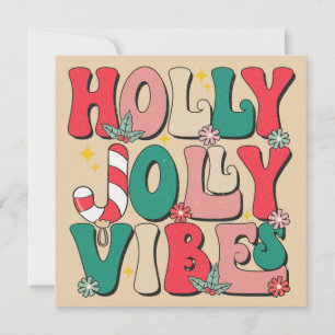 Retro Vintage Christmas Holly Jolly Vibes Party Einladung