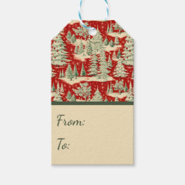 Retro Vintage Christmas Landscape Geschenkanhänger