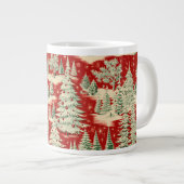 Retro Vintage Christmas Landscape Jumbo-Tasse (Vorderseite Rechts)