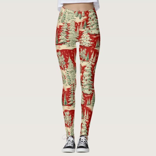 Retro Vintage Christmas Landscape Leggings (Vorderseite)
