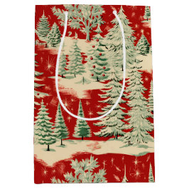 Retro Vintage Christmas Landscape Mittlere Geschenktüte