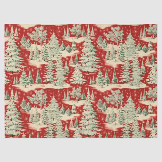 Retro Vintage Christmas Landscape Seidenpapier (Vorderseite)