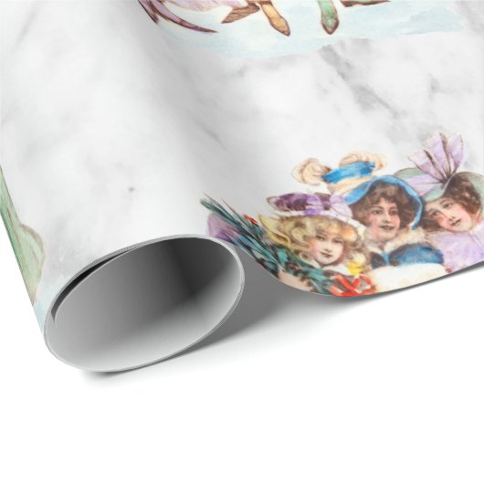 Retro Vintage Christmas Party Ladys Geschenkpapier (Rolleneckpunkt)