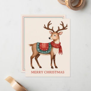 Retro Vintage Christmas Reindeer Personalisiert Mitteilungskarte
