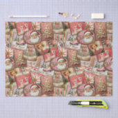 Retro Vintage Christmas: Rosa Collage Seidenpapier (Handwerk)