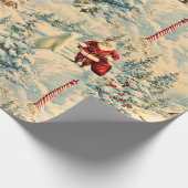 Retro Vintage Christmas: Santa's Snowy Village Geschenkpapier (Ecke)