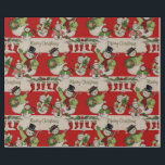 Retro Vintage Christmas: Snowman Family Geschenkpapier<br><div class="desc">Ein festliches Weihnachtsdesign mit einem sich wiederholenden Muster fröhlicher Schneemänner und Feriendekorationen auf einem rot-beige gestreiften Hintergrund.</div>