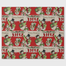 Retro Vintage Christmas: Snowman Family Geschenkpapier