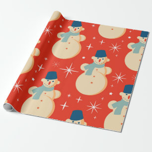 Retro Vintage Christmas Snowman Pattern Party Geschenkpapier