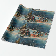 Retro Vintage Christmas: Snowy Village Scene 2