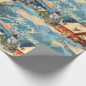 Retro Vintage Christmas: Snowy Village Scene Geschenkpapier (Ecke)