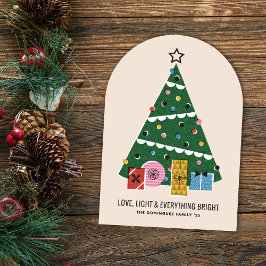 Retro Vintage Christmas Tree Presents Holiday Card Einladung