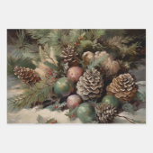 Retro Vintage Christmas Trio Style N Geschenkpapier Set (Vorderseite 3)