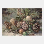 Retro Vintage Christmas Trio Style N Geschenkpapier Set (Vorderseite 2)