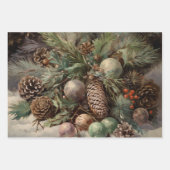 Retro Vintage Christmas Trio Style N Geschenkpapier Set (Vorderseite)