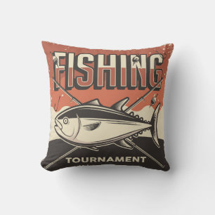 Retro Vintage Classic Grunge Fischturnier braun Kissen