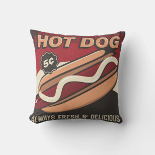 Retro Vintage Classic Grunge rot heißer Hund Kissen