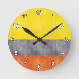 Retro Vintage Colombia Flag Runde Wanduhr