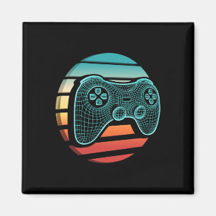 Retro-Vintage-Computerspiel-Controller Gamer Sonne Magnet