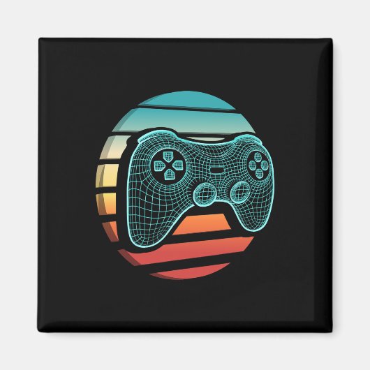 Retro-Vintage-Computerspiel-Controller Gamer Sonne Magnet (Vorne)