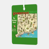 Retro, Vintage Connecticut Map Ornament Aus Metall (Vorderseite links)