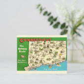 Retro, Vintage Connecticut Map Postkarte (Stehend Vorderseite)