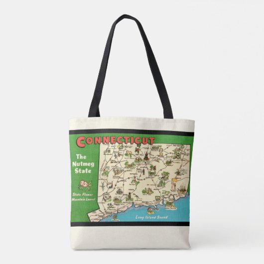 Retro, Vintage Connecticut Map Tasche (Rückseite)
