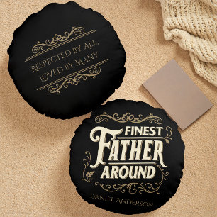 Retro Vintage Coole Elegante Typografie Vatertag Rundes Kissen