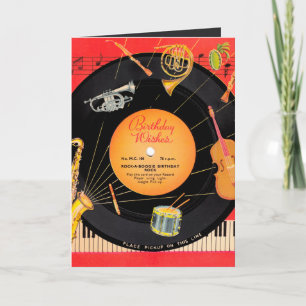 Retro-vintage-coole Schallplatten-Muster-Geburtsta Karte