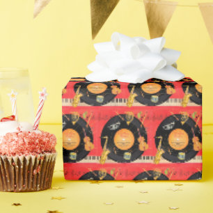Retro-vintage-coole Schallplattenmuster-Geburtstag Geschenkpapier