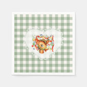 Retro Vintage Coquette Baby Animals Deer Gingham Serviette (Vorderseite)