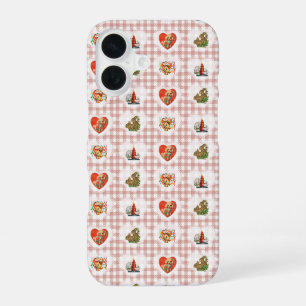 Retro Vintage Coquette Baby-Tiere Gingham iPhone 16 Hülle
