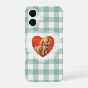 Retro Vintage Coquette Baby Tiere Hund Gingham iPhone 16 Hülle