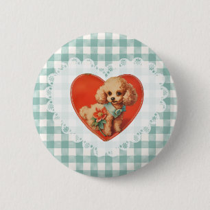 Retro Vintage Coquette Babytier Hund Gingham Button