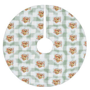 Retro Vintage Coquette Babytierhirsche Gingham Polyester Weihnachtsbaumdecke