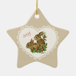 Retro-Vintage-Coquette-Pastell-Baby-Tiere-Hase Keramik Ornament
