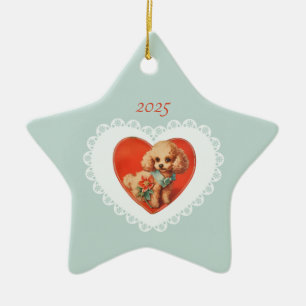 Retro-Vintage-Coquette-Pastell-Baby-Tiere Hund Keramik Ornament
