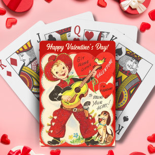 Retro Vintage Cowboy mit Gitarre zum Valentinstag Spielkarten