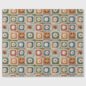 Retro Vintage Crochet Granny Quadrate gegossen Geschenkpapier (Flach)