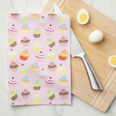 Retro Vintage Cupcakes/Pink Sweet Desserts Geschirrtuch (Viertel Falte)