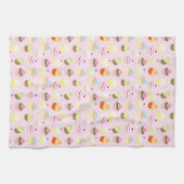Retro Vintage Cupcakes/Pink Sweet Desserts Geschirrtuch (Horizontal)