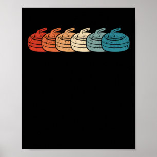 Retro-Vintage-Curling-Spieler Curling Winter Eis Poster