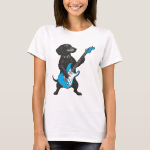 Retro Vintage Dachshund Wurstel spielt Gitarre T-Shirt