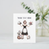 Retro Vintage Dame fügt Text hinzu Postkarte (Stehend Vorderseite)