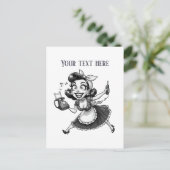 Retro Vintage Dame fügt Text hinzu Postkarte (Stehend Vorderseite)