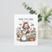 Retro Vintage Dame fügt Text hinzu Postkarte (Stehend Vorderseite)