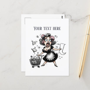 Retro Vintage Dame fügt Text hinzu Postkarte