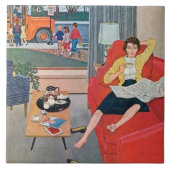 Retro-Vintage Dame ruht Fliese (Vorderseite)