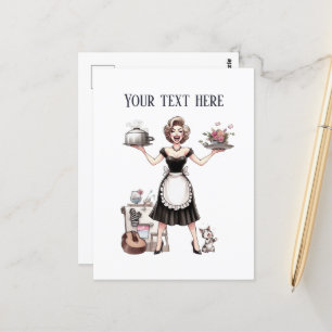 retro vintage Dame Text hinzufügen Postkarte