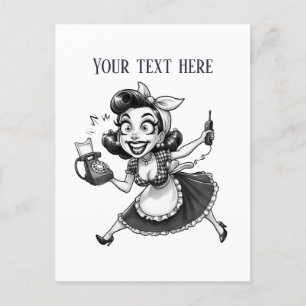 retro vintage Dame Text hinzufügen Postkarte